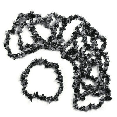 Snowflake Obsidian Chip Bracelet