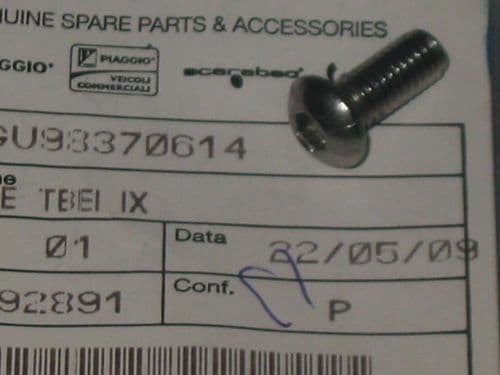 Genuine Moto Guzzi Stainless Hex Socket Button Head Screw M6 x 14mm GU98370614